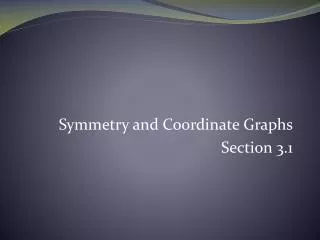 Symmetry and Coordinate Graphs Section 3.1