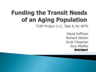 Funding the Transit Needs of an Aging Population