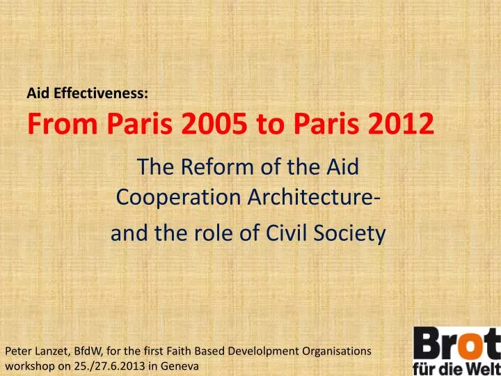 aid e ffectiveness from paris 2005 to paris 2012