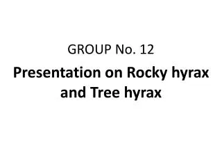GROUP No. 12 Presentation on Rocky hyrax and Tree hyrax