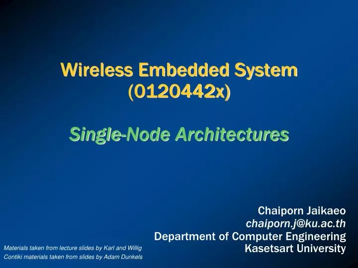 wireless embedded system 0120442x single node architectures