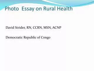 Photo Essay on Rural Health