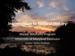 Introduction to Natural History