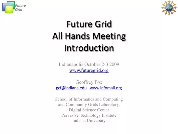 future grid all hands meeting introduction