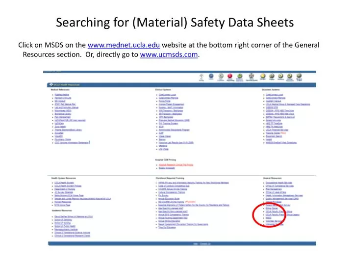 searching for material safety data sheets