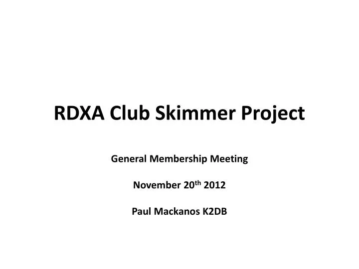 rdxa club skimmer project