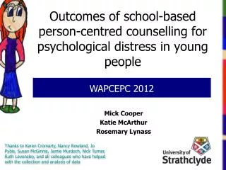 Outcomes of school-based person-centred counselling for psychological distress in young people