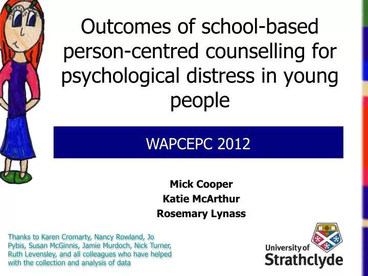 outcomes of school based person centred counselling for psychological distress in young people