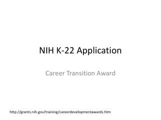 NIH K-22 Application