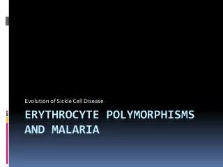 Erythrocyte Polymorphisms and malaria