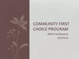 Community First Choice Program