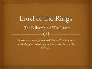 Lord of the Rings The Fellowship of The Rings