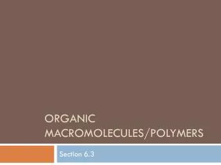 Organic Macromolecules/Polymers