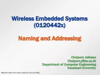Wireless Embedded Systems (0120442x ) Naming and Addressing