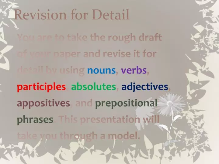 revision for detail