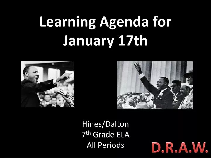 learning agenda for january 17th