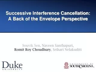 Successive Interference Cancellation: A Back of the Envelope Perspective