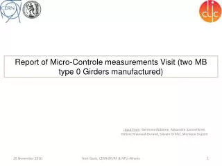 Report of Micro- Controle measurements Visit (two MB type 0 Girders manufactured)