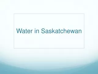 Water in Saskatchewan
