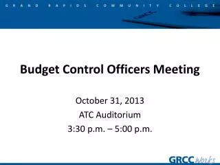Budget Control Officers Meeting