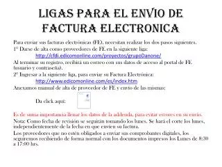 ligas para el envio de factura electronica