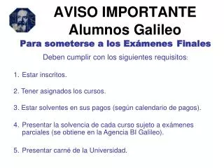 aviso importante alumnos galileo
