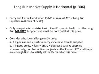 long run market supply is horizontal p 306
