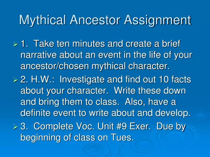 mythical ancestor assignment