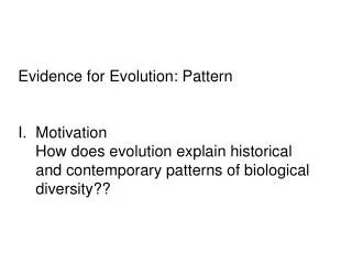 Evidence for Evolution: Pattern Motivation