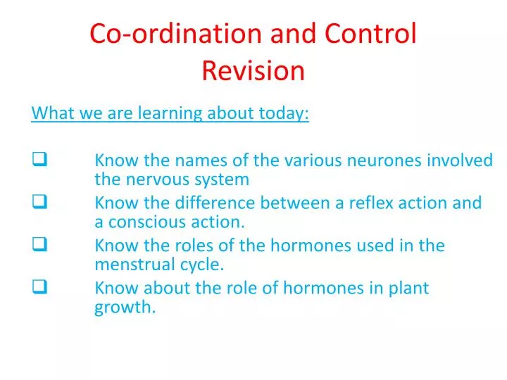 co ordination and control revision