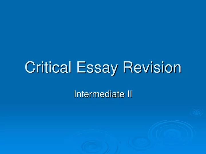 critical essay revision