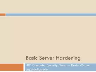 Basic Server Hardening