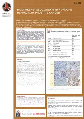 BIOMARKERS ASSOCIATED WITH HORMONE REFRACTORY PROSTATE CANCER