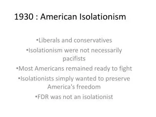 1930 : American Isolationism