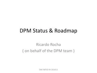 DPM Status &amp; Roadmap