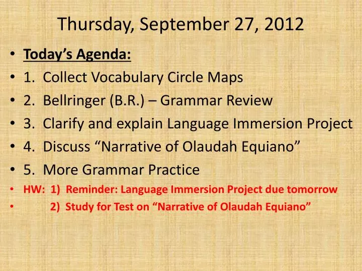 thursday september 27 2012