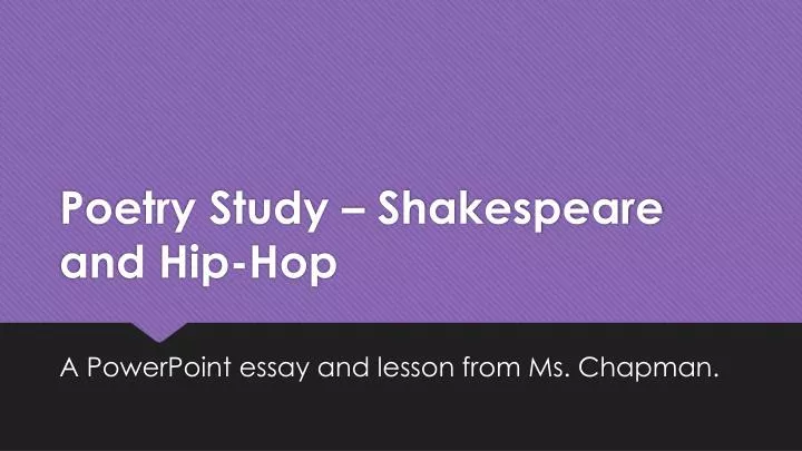 poetry study shakespeare and hip hop