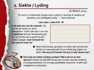 2. Siekte / Lyding