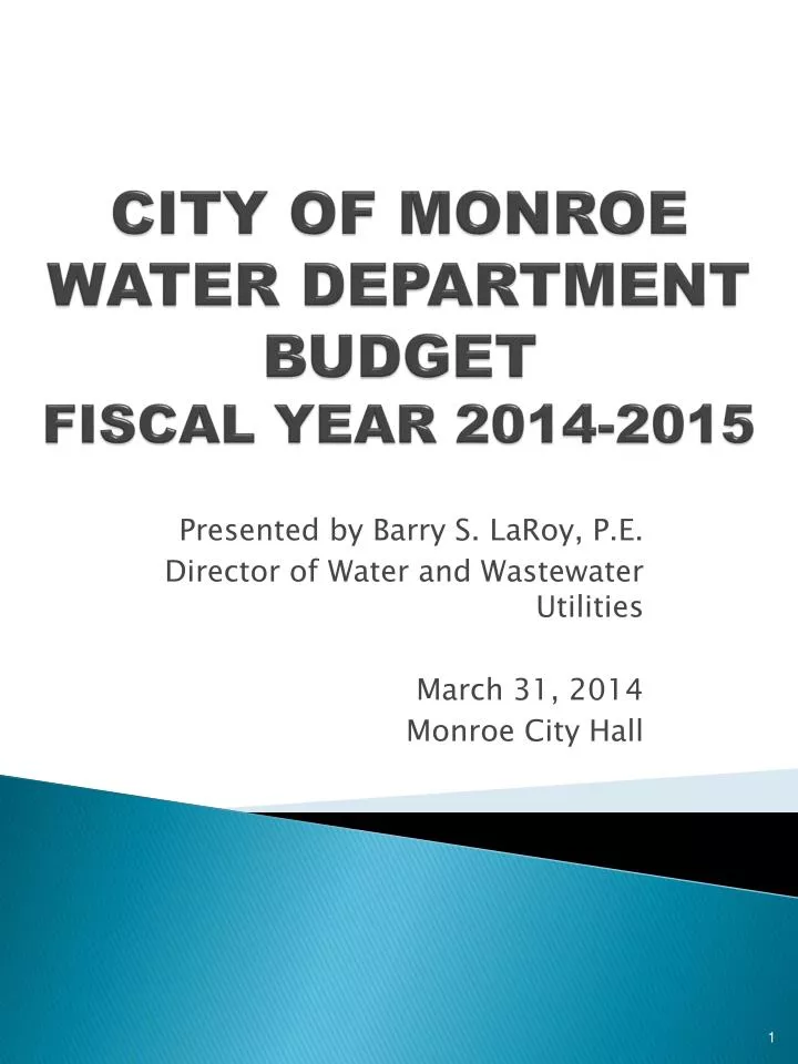 city of monroe water department budget fiscal year 2014 2015