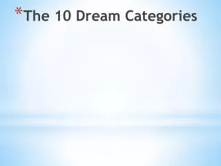 The 10 Dream Categories