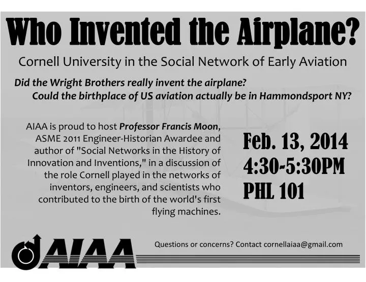 who invented the airplane cornell university in the social network of early aviation