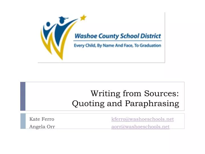 writing from sources quoting and paraphrasing