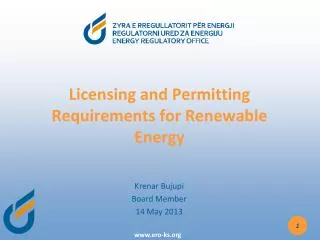 Licensing and Permitting Requirements for Renewable Energy