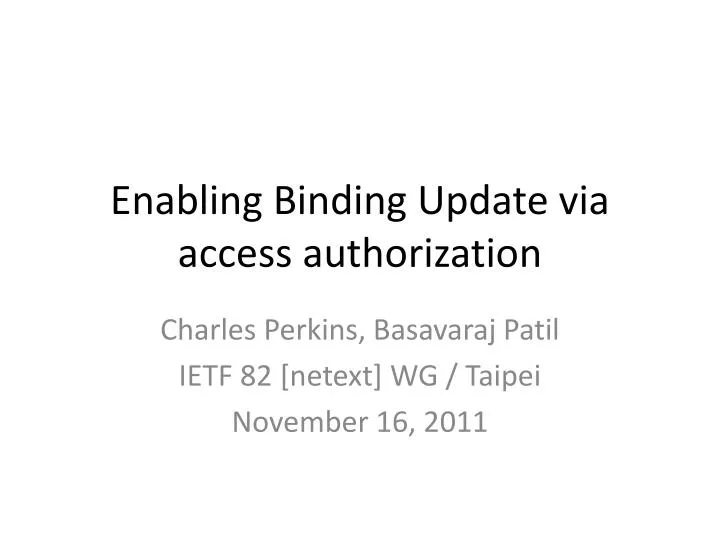 enabling binding update via access authorization