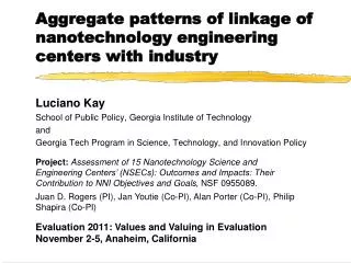 Aggregate patterns of linkage of nanotechnology engineering centers with industry