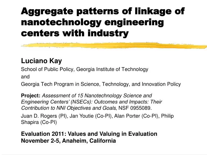 aggregate patterns of linkage of nanotechnology engineering centers with industry