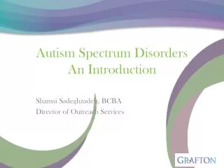 Autism Spectrum Disorders An Introduction