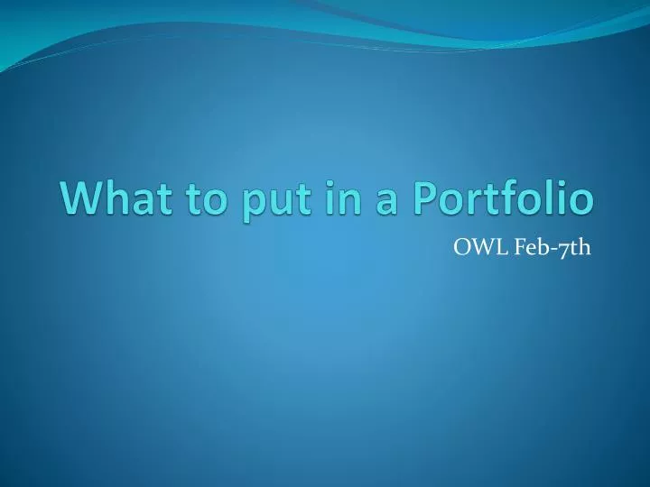 what to put in a portfolio