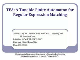 TFA: A Tunable Finite Automaton for Regular Expression Matching