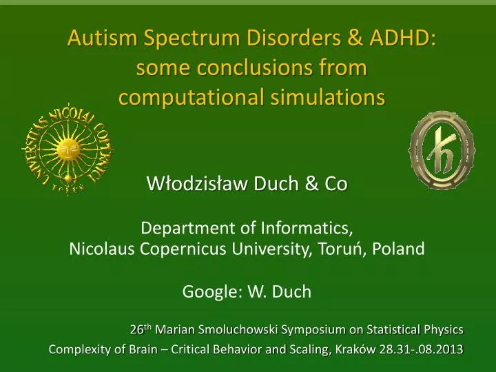 autism spectrum disorders adhd some conclusions from computational simulations